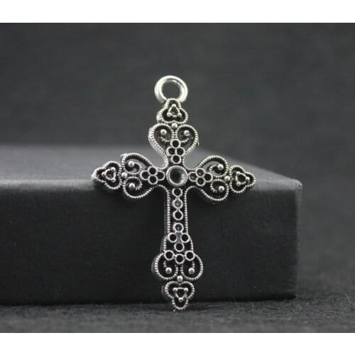 10pcs/lot Antique Metal Tibetan Silver Color Cross Pendants Hand Made Supplies Fit Jewelry Making ZA1402