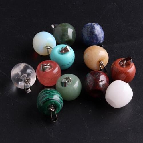 24PCS 20*20mm Apple Natural Stone Pendants Reiki Energy Chakra Pendants For Jewelry Making Necklace Pendulum