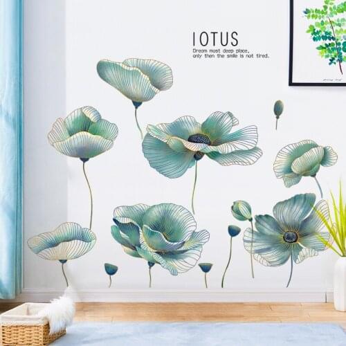 3D Effect Lotus Wall Stickers Flowers Large Decorative Living Room Home Decor Wall Decals Bedroom Art Design DIY Vinyl Wallpaper