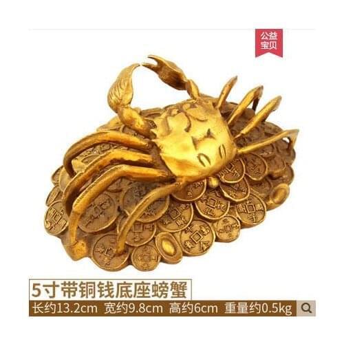 5" 9" Vintage Chinese Brass Money Crab Fortune Collection Statue Decor