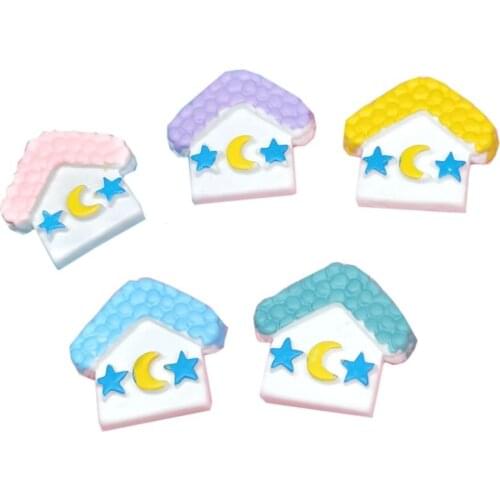 50Pcs Simulation Moon Star House Flatback Resin Cabochon Crafts Hair Accessories DIY Embellishment for Scrapbooking Phone Decor