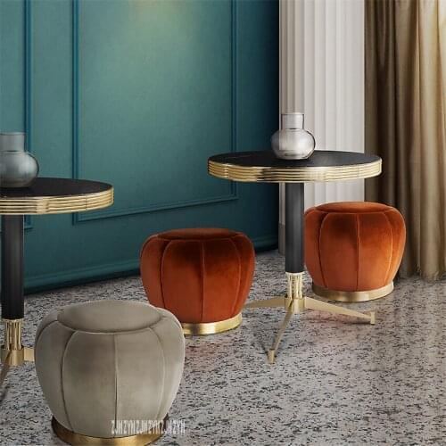 669 Clothes Store Fitting Room Change Shoe Low Stool Simple Sofa Footstool Flannelette High Density Sponge Makeup Round Stool