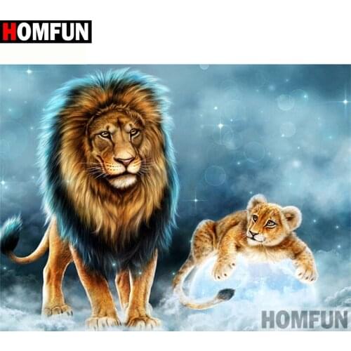 HOMFUN Full Square/Round Drill 5D DIY Diamond Painting "Animal lion" 3D Diamond Embroidery Cross Stitch Home Decor A19825