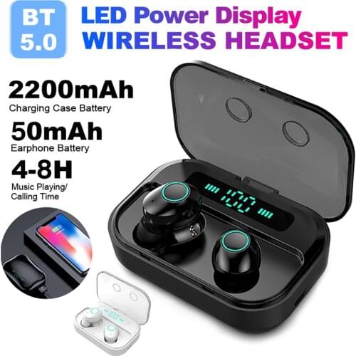 Touch Control Wireless Bluetooth Earbuds Bluetooth 5.0 Binaural Call IP67 Waterproof Earphone with 2200mAh Capacity Charging Box