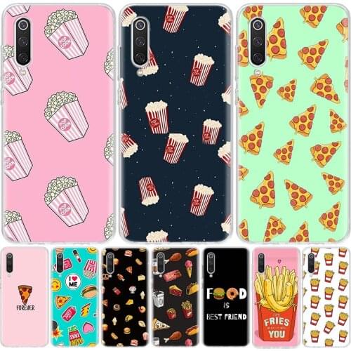 French Fries Burger Pizza Coke Phone Case For Xiaomi Mi 11 9 8 A3 A2 A1 CC9 E 9T 10T Note 10 Lite F2 Pro F3 X3 6X 5X F1 Coque Co