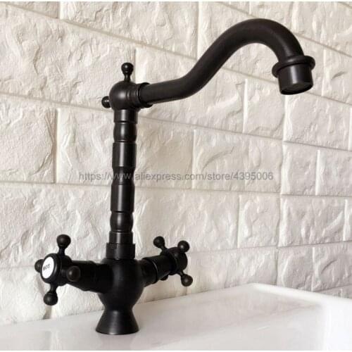 Black Oil Rubbed Brass Basin Faucet Swivel Spout Bathroom Kitchen Faucet Vessel Sink Mixer Tap Deck Mounted Bnf361