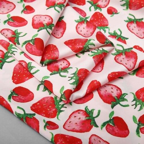 Strawberry printing digital inkjet chiffon skirt fabric clothing handmade DIY fashion fabric spring and summer new