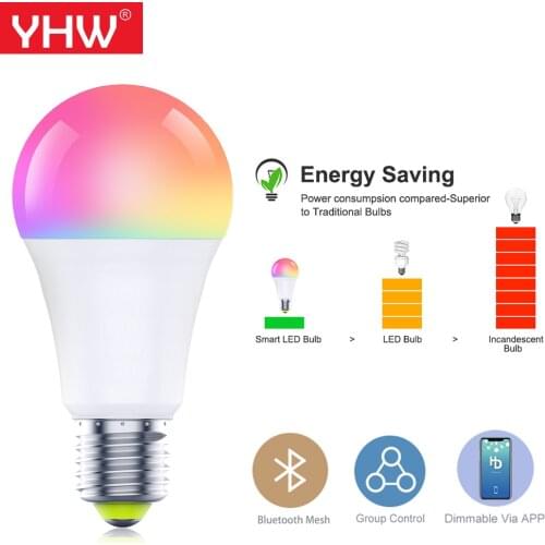 RGB Color Changing Light Bulb Bluetooth LED Light Bulbs Multicolor Smart Light Bulb Dimmable for Living Room Bedroom Party