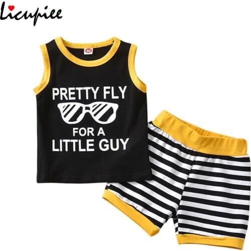 1-5 Years Letter Childrens Clothing Little Boy’s Vest and Shorts Suit Unique Glasses Letter Sleeveless Tops Stripe Short Pants
