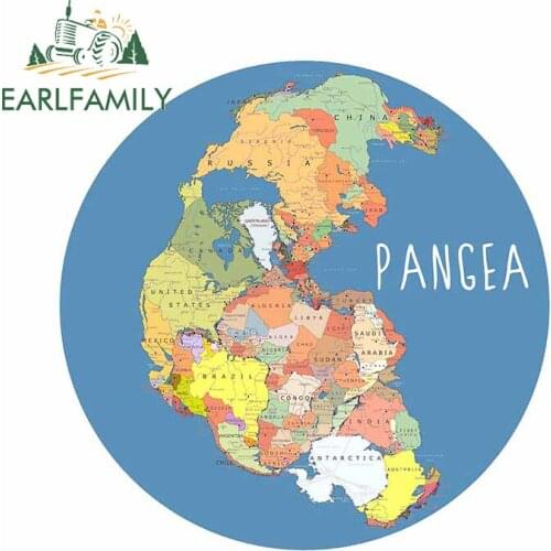 EARLFAMILY 13cm x 12.8cm For Pangea Map Vinyl Car Wrap DIY Decal Creative Car Sticker Waterproof Sunscreen Laptop ATV Decoration