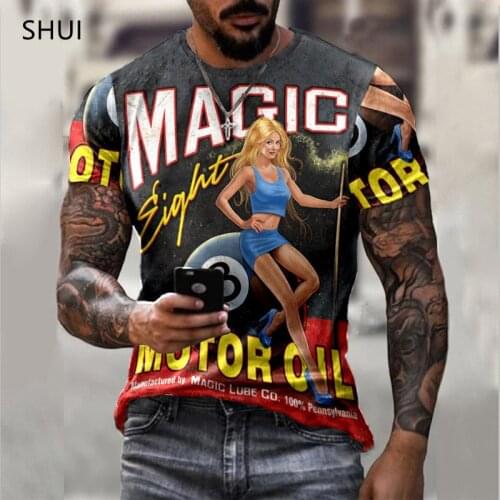 Summer New Mens T-shirt Oversized Loose Clothes Retro Short-Sleeve Fashion Motorcycle Pattern Printing O-neck Mens T-shirt