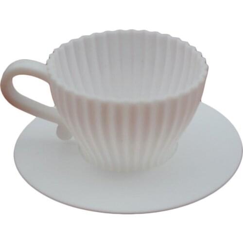 Hot Sale 4pcs/set Tea Cup Saucers Silicon Cake Baking Molds Jelly Mold Silicon Cupcake Chocolate Pan Muffin Cup Baking Tool