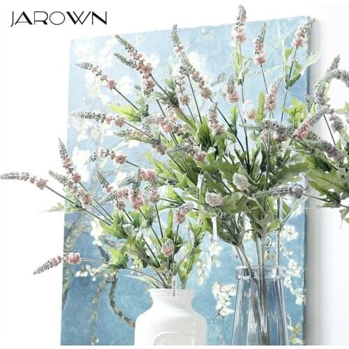 JAROWN 80cm Artificial Flocking Lavender Plastic Sage Fake Flowers Romantic Provence Purple Bouquet Wedding Home Garden Decor