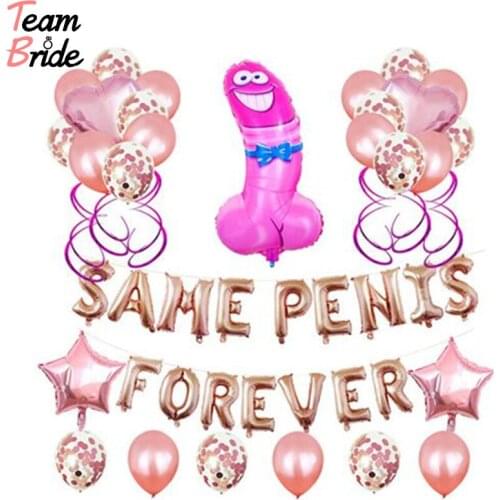 Team Bride Same Penis Forever Balloons Bachelorette Party Decorations Hen Night Hen Party Supply Letters Balloon Party Supplies