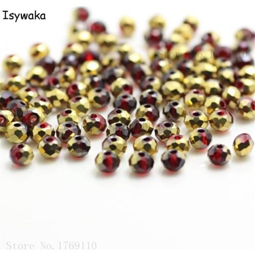 Isywaka Red Golden Colors 4mm 145pcs Rondelle Austria Crystal Glass Beads Loose Faceted Round Beads Jewelry Making