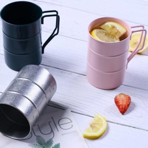 Nordic Style 400ml Volume Coffee Cup Stainless Steel Round Beer Mug with Handle Metal Tea Tumbler Travel Wine Water Cup