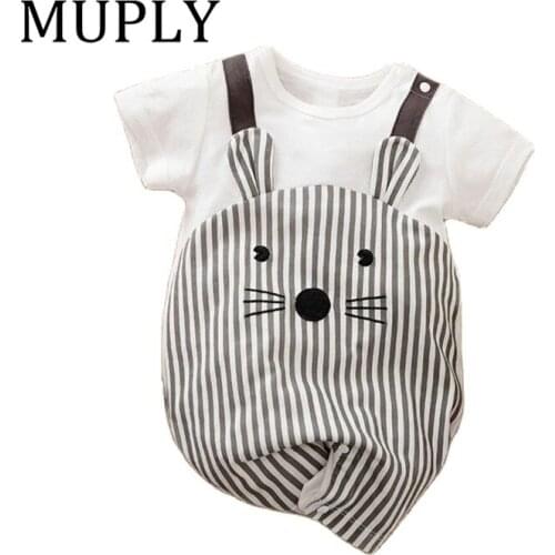 Summer Baby Boy Girl Cartoon Animal Rompers Short Sleeve Cotton Infant Newborn Baby‘s Clothing