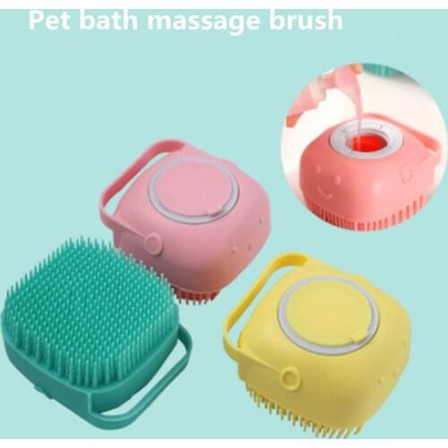 Pet Dog Shampoo Massage Brush Multi-functional Grooming Pet Cleaning Bath Brush Big Dog Cat Massage Comb Soft Silicone Brushes