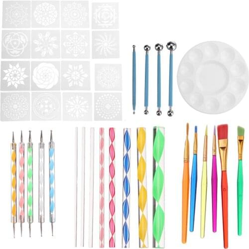 DIY 40Pcs/set Mandala Dotting Tools Set For Rock Stone Painting Pen Painting Rocks Dot Kit Polka Dot Art Tool Template Cosmetic