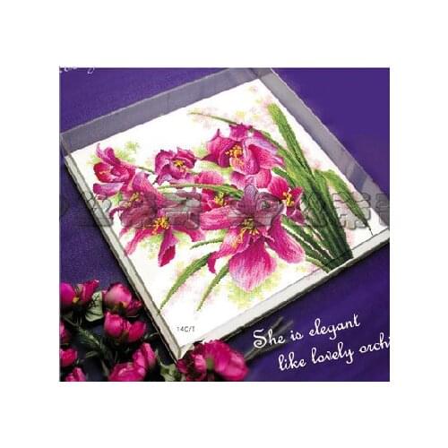 Top Quality hot selling classical lovely counted cross stitch kit orchid elegant flower, she is elegant like lovely orchid