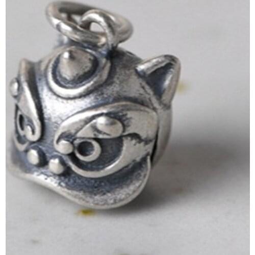 New S925 silver accessories fashion bracelet pendant Thai silver matte "Fu" word brave bell accessories