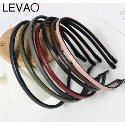 LEVAO Solid Female Synthetic Leather Bezel Headband Turban Hairband For Women Lady Hair Hoop Hair Accessories Headwear Elegant