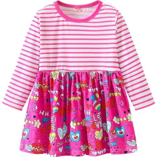 Girls Clothes Dresses Kids Long Sleeve Striped Print Cotton Clothing Girl Children Cute Dress Casual Princess Dress Baby Girl
