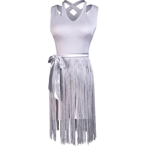 Latin dance dress women latin dress salsa dress tango dance costumes samba costumes modern dance wear women grey tassel