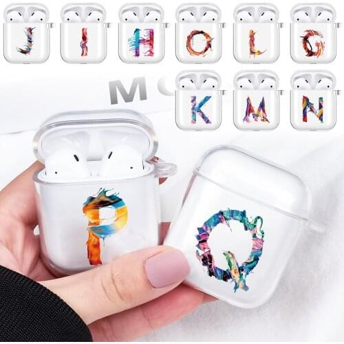 For Apple AirPods 1st Gen Earphone Case for AirPods 2nd Gen Painting Letter Transparent Wireless Bluetooth Earphone Case