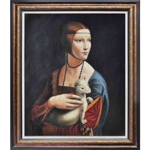 Handmade Famous Artist Artwork Reproduction Lady with an Ermine Women Portrail Painting on Canvas for Living Room Wall Decor