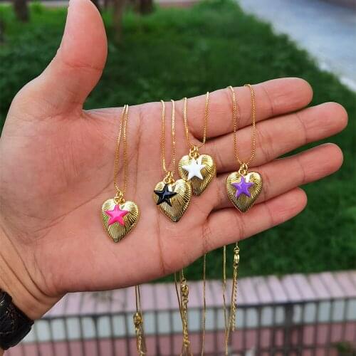 Heart Pendant Necklace Charms Drop Star Pendant necklace as wedding gift for woman jewelry