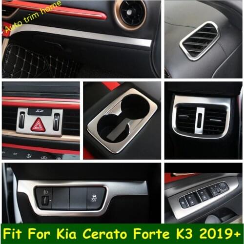 Water Cup Holder Panel / Armrest Window Lift Button / Central Control Stripes Cover Trim Kit For Kia Cerato Forte K3 2019 2020