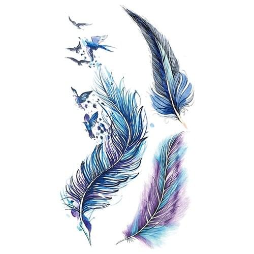 Fashion Temporary Tattoo Stickers Watercolor Feathers Color Swallow Tattoos Waterproof Hand Arm Body Art Sexy Fake Tatoos Women