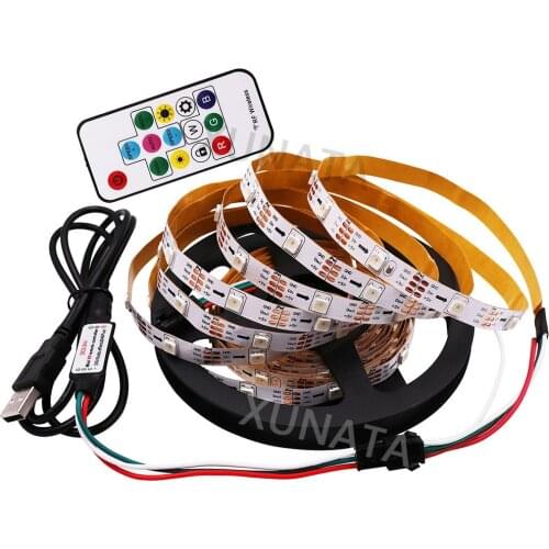 DC5V LED Strip Light RGB WS2812B WS2811 IC built-in 5050 Addressable USB Remote Control Led TV Back Light 1m 2m 3m 4m 5m