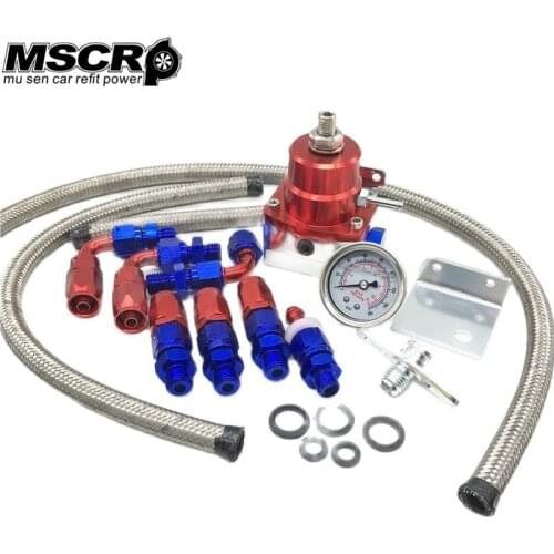 Universal Injected Blue Fuel Pressure Regulator Kit Liquid Gauge With Oil Fitting Fit FOR Honda Supra