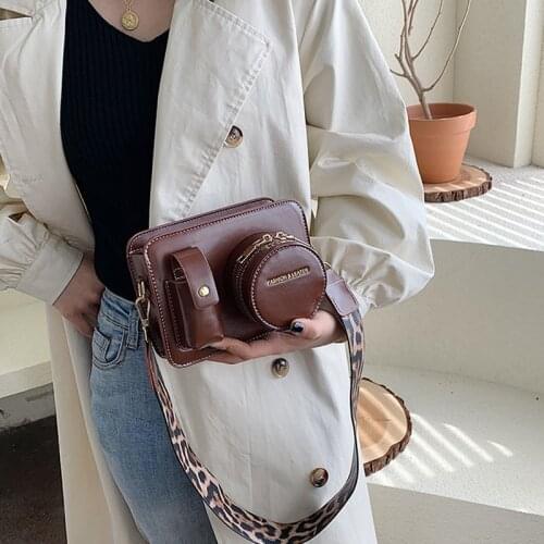 Womens bag Shoulder Bag New Retro One Shoulder Messenger Square Bag Camera Bag Large Capacity Ladies PU Leather Shopping Bag