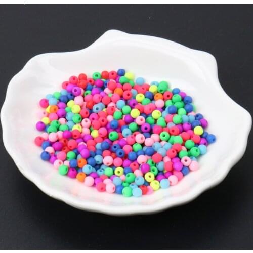 400pcs 5mm Mixed Matte Fluorescent Neon Acrylic Seed Spacer Circular Beads For Jewelry Making