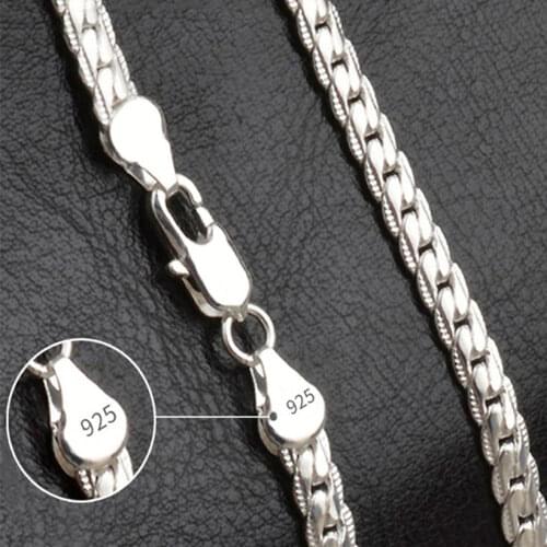 45-60CM 925 Sterling Silver Necklace Chain 6mm width luxury brand design Fine For Woman Men Fashion Wedding Engagement Jewelry