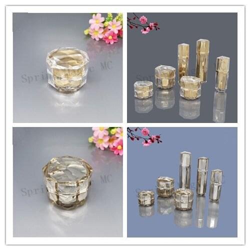 50PCS 15G Empty Cream Jar Plastic Acrylic Refillable Bottles Gold Birds Nest Diamond Pot Travel Face Lotion Cosmetic Container