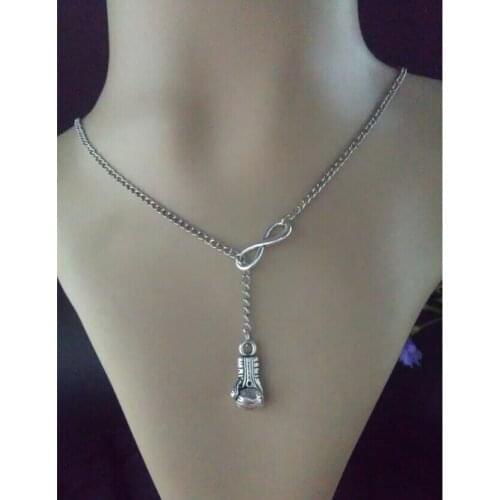 Fashion Vintage lucky 8 & Boxing gloves charm sweater chain suitable necklace&bracelet DIY jewelry Accessories 6pcs B512