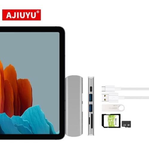 AJIUYU USB C HUB For Samsung Galaxy Tab S7 11" S7 Plus FE 12.4" Tablet Type C 3.1 Hub to HDMI USB3.0 PD Port USB-C Dock Adapter