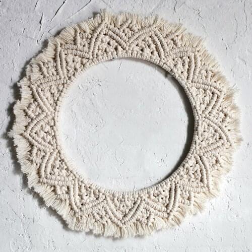 Bohemian Tapestry Nordic Decoration Mirror Round Tapestry Hotel Wall Decoration Macrame Tapestry Wall Hanging Farmhouse