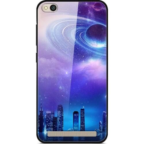 Case For Xiaomi Redmi 5A Phone Case Tempered Glass Back Hard Phone Cover Star Sky Pattern