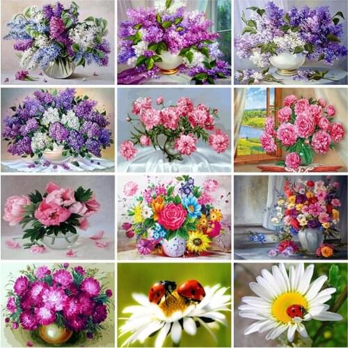 Flower DIY 5D Diamond Painting Full Round Square Rhinestone Mosaic Diamante Embroidery Cross Stitch Wall Art Home Best Gift