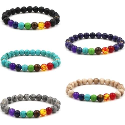 Drop shipping promotion Chakra Bracelet Men Black Lava Healing Balance Beads Reiki Prayer Natural Stone Yoga Bracelet For Women