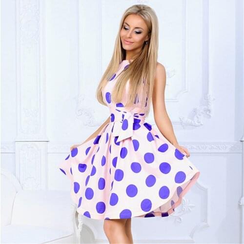 Summer Dot Elegant Dress Women Casual Sweet Dress Ball Gown Sleeveless Party Wear Short Dresses