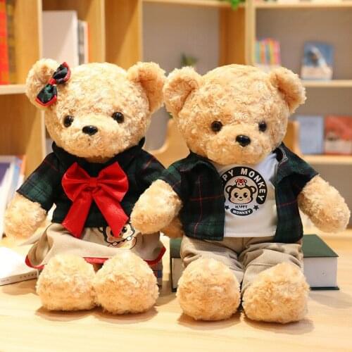 Lovely Couple Teddy Bear Dolls Cloth Plush Toys Cartoon Stuffed Toy Kids Baby Children Girl Room Decor Birthday Christmas Gifts