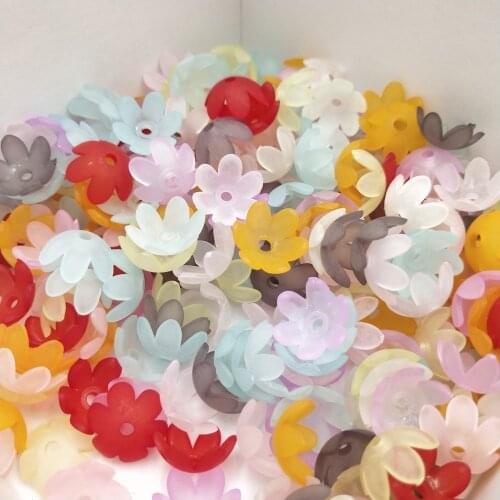 Fashion Six Petal Flower Beads Acrylic Frosted Flower Beads Bowknot Tie Bead for DIY Sewing Buttons DIY Material Findings