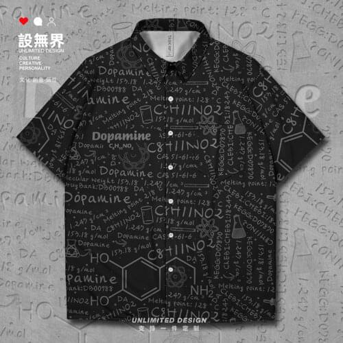 Molecular formula dopamine chemical nerve substance Short-Sleeved shirt casual Beach Hawaiian Shirt Oversized Clothes Summer