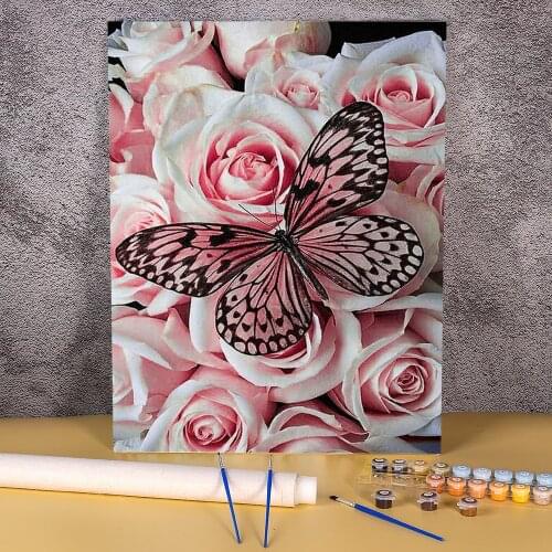 Flower Rose Paint By Numbers Kit Acrylic Paints 50*70 Paiting By Numbers Decorative Paintings For Adults For Drawing Art